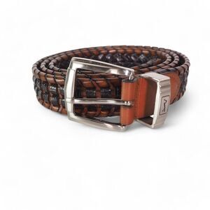 PGA Tour Braided Woven Leather Golf Belt Brown 2830500 Men's 42